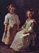 Louis Le Nain Twee meisjes. oil on canvas